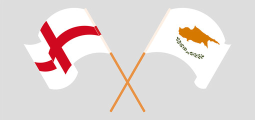 Crossed and waving flags of England and Cyprus