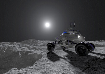 lunar roving vehicle is passing by the moon