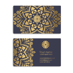 Gold and black vintage business card. Luxury vector ornament template. Great for invitation, flyer, menu, background, wallpaper, decoration, packaging or any desired idea.