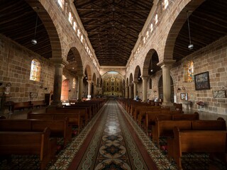 Interior inside of Barichara Cathedral Catedral de la inmaculada concepcion church religious site...
