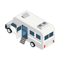 Camper Van Isometric Composition