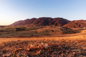 landscape during sunset  against blue sky