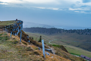 View from Chasseral - a Swiss mountain - over the hills of the Jura massif