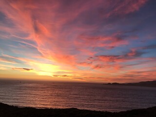 Red sunset at ocean