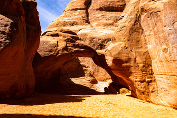 Sand Arch just North East of Moab Utah, in arches National Park at the end of a short walk from the parking lot