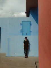 person standing on a staircase