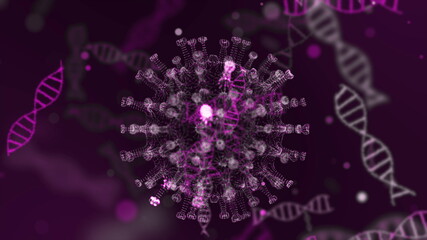 3D animation rendering of a coronavirus. Pathogen outbreak of bacteria and virus, disease causing microorganisms like the Coronavirus 2020