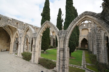 Fototapeta premium Bellapais monastery was first built between 1198 and 1205. A large part of today's building is the Lusignan King III. It was built by Hugh between 1267 and 1284. Kyrenia (Girne) north Cyprus.