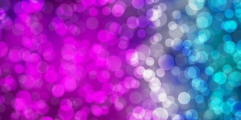 Light Pink, Blue vector background with circles.