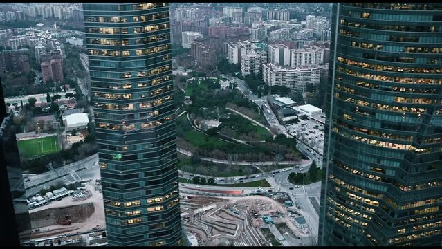 Cityscape of modern metropolis with skyscrapers