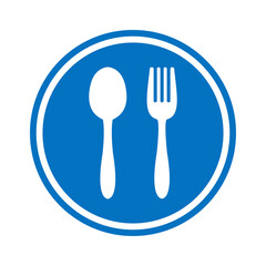 restaurant vector icon. food icon. Contains such Icons as fork and spoon in circle blue.