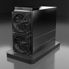Cryptocurrency Mining Hardware, Asic. 3D Rendering