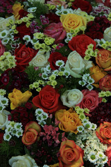Mixed colorful wedding flower arrangement
