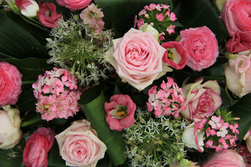 Mixed pink bridal flowers