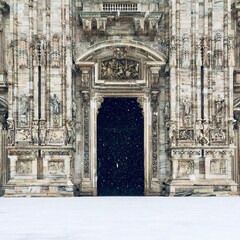 Milano in a snowy winter days