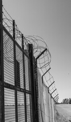 Razor wire fence at a military establishment in England