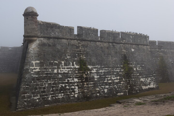 Fortress On A Foggy Morning In Saint Augustine Florida View I.