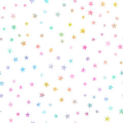 big rainbow glitter stars seamless pattern fun celestial galaxy sky white background
