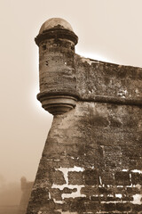 Sepia Fortress On A Foggy Morning In Saint Augustine Florida View V.