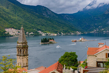 View of the Gulf of Kotor from Perast in Montenegro