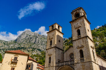 Fototapeta na wymiar Cathedral of Saint Tryphon in the old town of Kotor, Montenegro