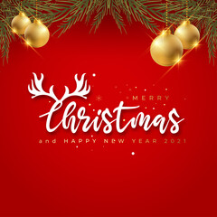 Flat design christmas greeting card with decorative background