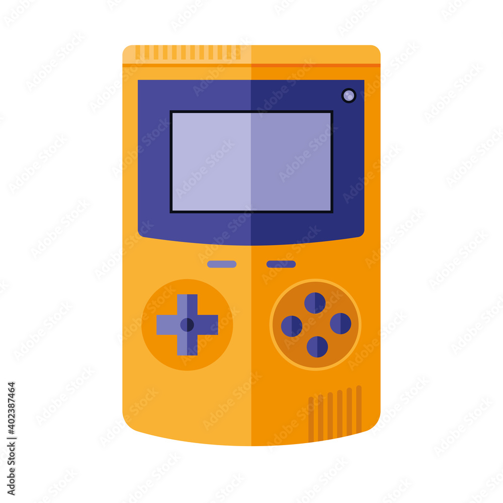 Poster orange videogame console isolated vector design