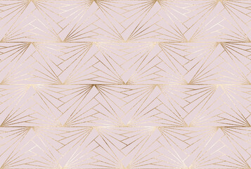 Art deco seamless pattern with gold  decorative triangle tiles.