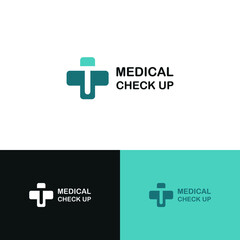 Initial letter T on medical cross icon for healthy, health care, and medicine logo design concept vector