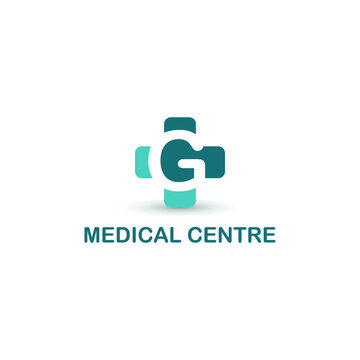 Initial letter G on medical cross icon for healthy, health care, and medicine logo design concept vector