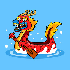 Dragon Boat Paddling Cartoon Character