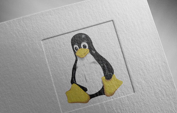 linux-tux on paper texture