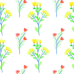 flowers pattern watercolor hand painting
