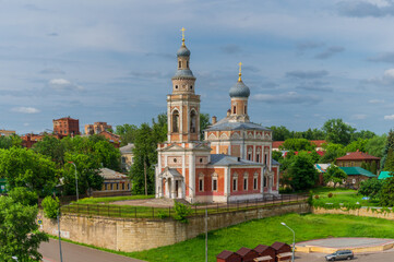 Fototapeta na wymiar Church of Dormition of Our Lady (Uspenskaya Tserkov') built in the Moscow baroque style in 1744 in Serphukhov, Russia