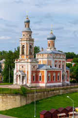 Fototapeta na wymiar Church of Dormition of Our Lady (Uspenskaya Tserkov') built in the Moscow baroque style in 1744 in Serphukhov, Russia