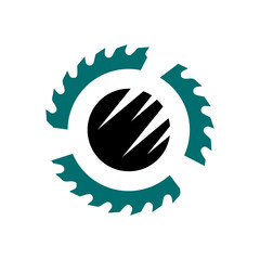abstract circular saw blade logo design template vector illustration