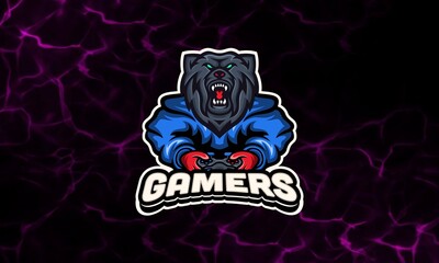 Hoodie Bear Gaming Mascot Esport Logo Template