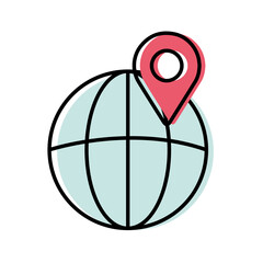 gps mark on global sphere vector design