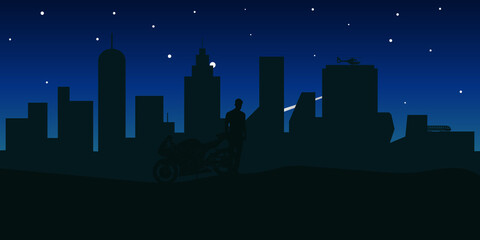 Fototapeta premium Man with his bike in the night