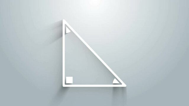 White Triangle math icon isolated on grey background. 4K Video motion graphic animation