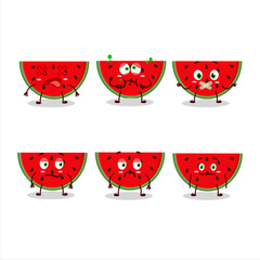 Watermelon cartoon in character with nope expression