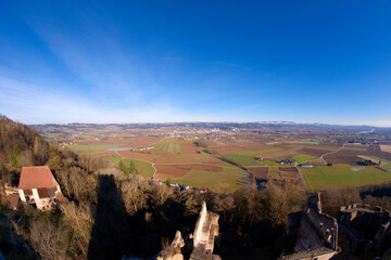 View from the Schaunberg castle ruins in the Hartkirchen district of Upper Austria
