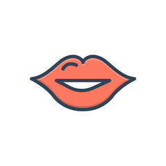 Color illustration icon for lip