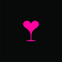 simple love glass logo design