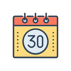 Color illustration icon for thirty