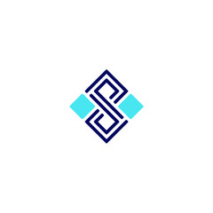 square P and S letter logo design