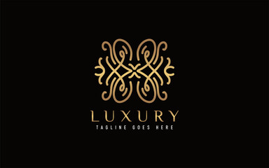 Luxury Logo Design. Elegant Symbol with Geometric Modern Lines Combination. Usable For Business, Community, Foundation, Services, Company. Vector Logo Design Illustration.