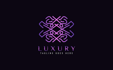 Luxury Logo Design. Elegant Symbol with Geometric Modern Lines Combination. Usable For Business, Community, Foundation, Services, Company. Vector Logo Design Illustration.