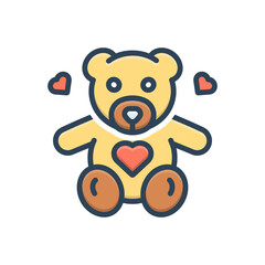 Color illustration icon for teddy