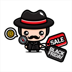 black friday celebration cute character vector design